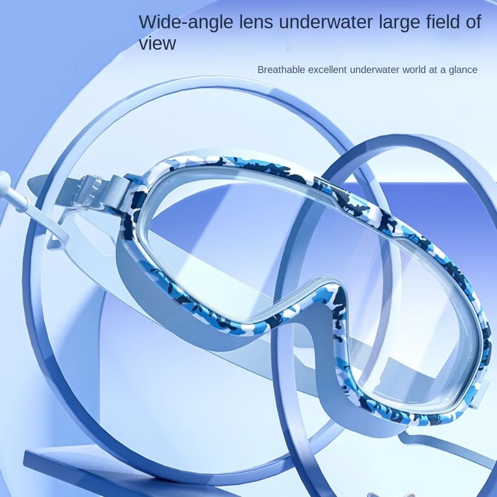 

Large Frame Kids Swim Goggles with Ear Plug PC Glass Swimming Goggles Anti Fog Vibrant Colors Diving Goggles Set Children