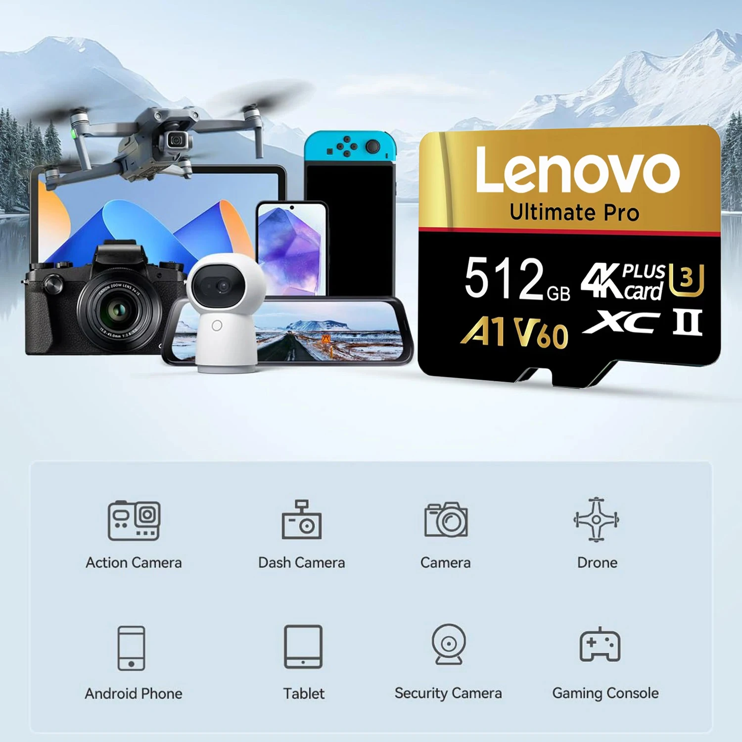 Premium Lenovo SD Cards 512GB Micro TF SD TF Cards Memory Card 256GB Transfer 128GB Quick for GoPro / Phone / Gaming