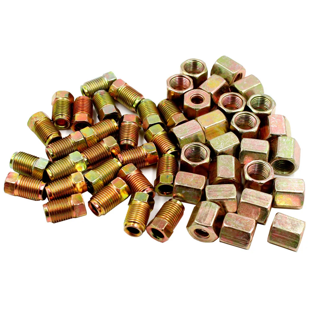 

Bubble Flare Brake Pipe Nuts 25 Sets for Brake Line Connector Fittings Pipe Joints Adapter Repair Kit