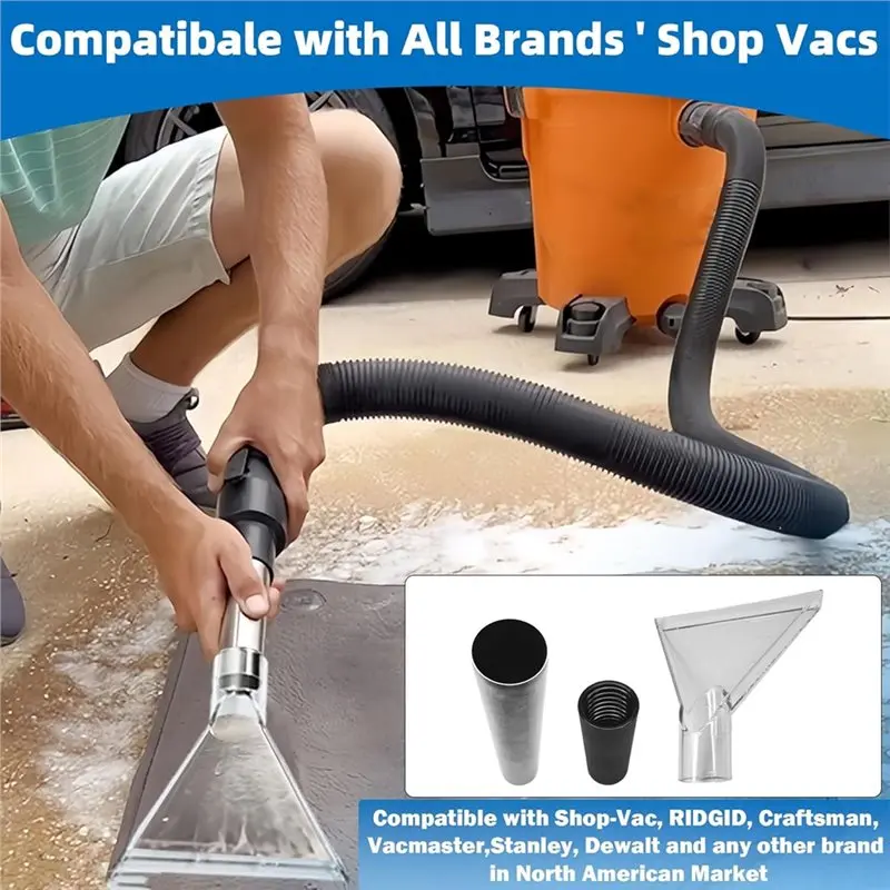 A23F-Clear Head 38Mm Transparent Squeegee Head Soft Rubber Joint Stainless Steel Tube Wet Dry Vacuum Nozzle Attachment