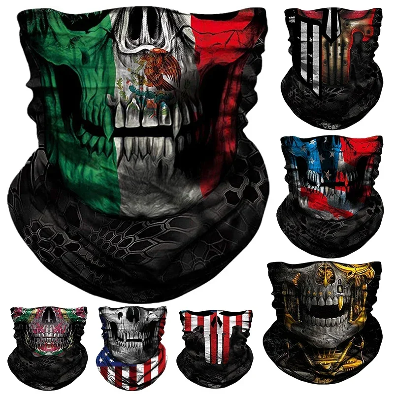 Men Sun UV Protection Skull Sport antivento ciclismo casco fodera Neck Cover donna protezione solare passamontagna moto sciarpa mezza maschera