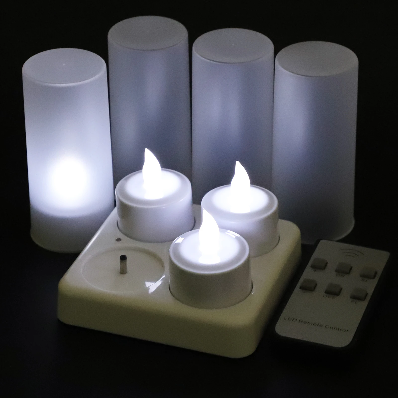 مصباح LED على شكل شمعة، مصباح ديكور لإضاءة الشاي لتزيين الجو - شمعة صناعية تعمل بالبطارية للديكور