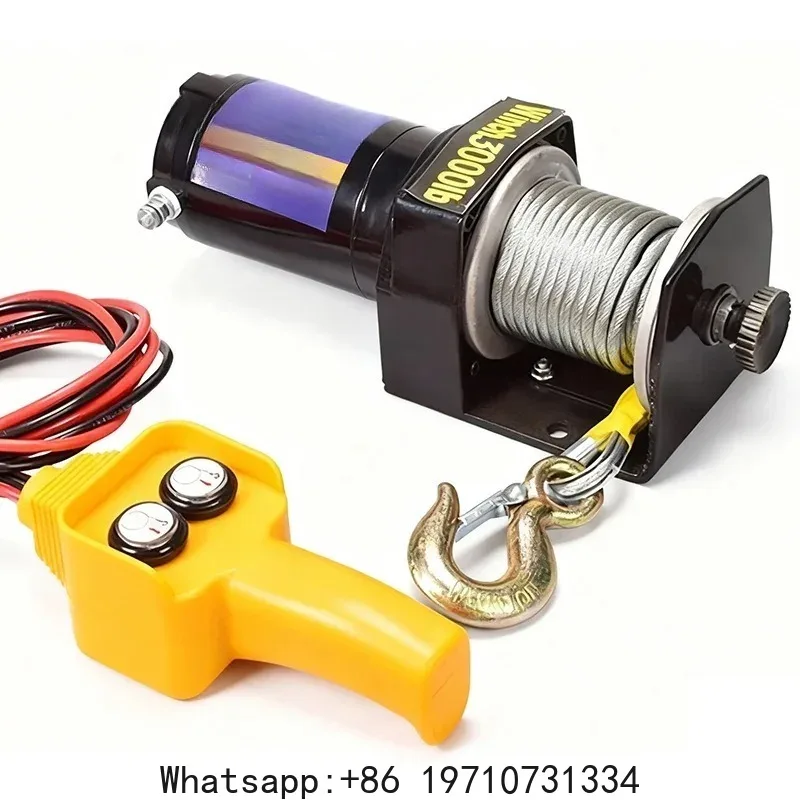 

12V 24V Portable Electric Winch Steel Cable Winch 3000lb Power ATV Trailer Winch for Off-road Vehicle Recovery Boat