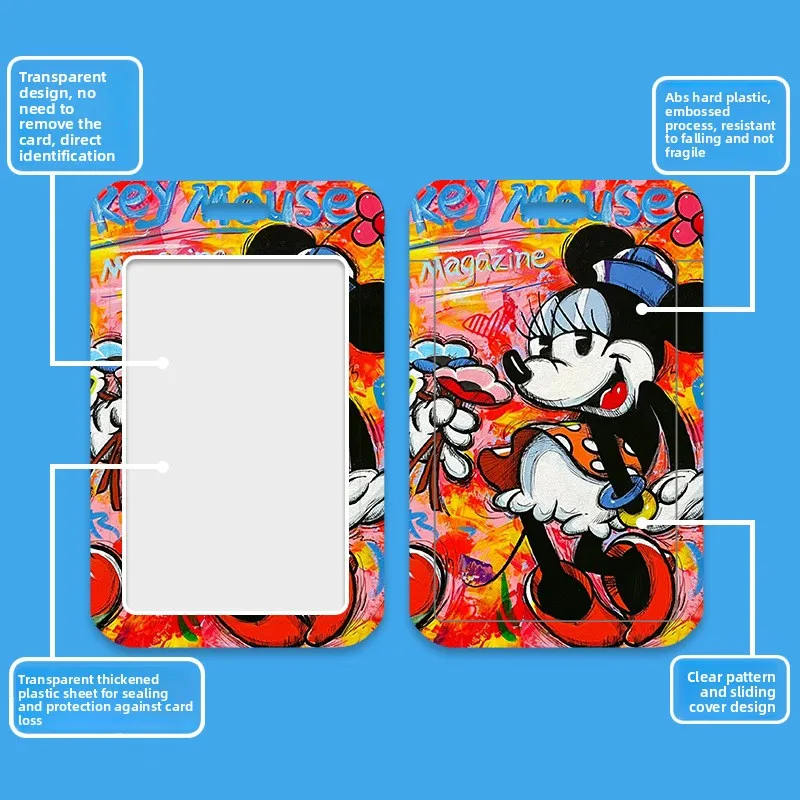 Disney Card Case for Student ID Meal Transport Company Cards with Mickey Mouse Winnie the Pooh Stitch Cartoon Doodle Design