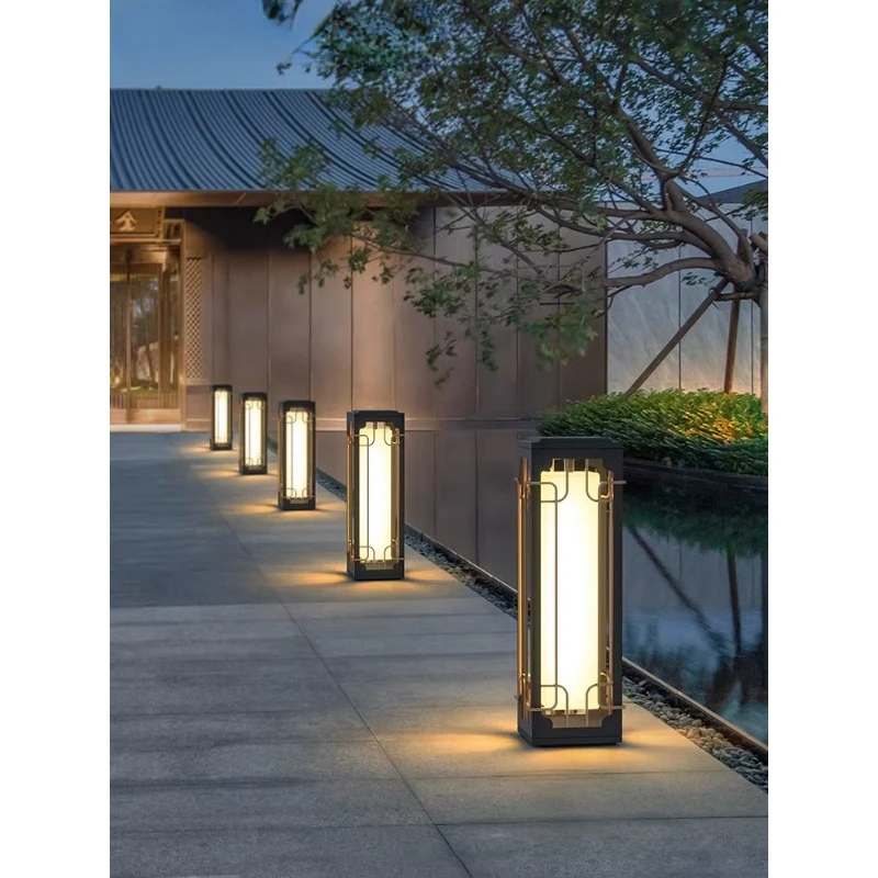 Milolan New Chinese Floor Lamp Solar Courtyard Lamp Lawn Lamp Outdoor Waterproof Lamp Garden Villa Pillar Headlight