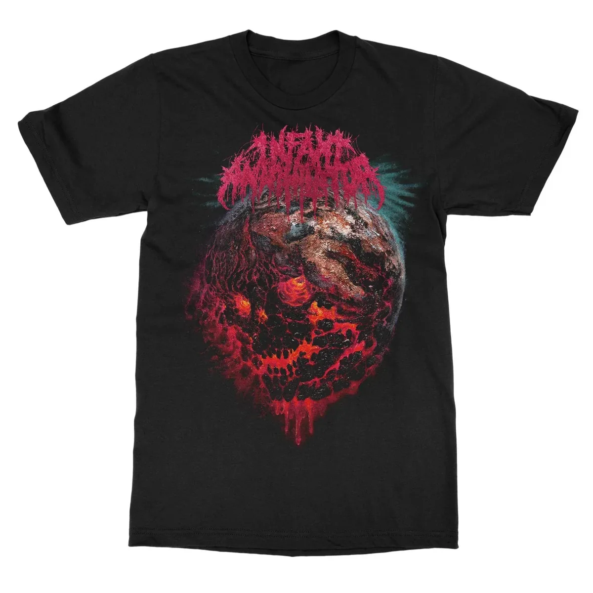 Lava Skull Doomsday Planet Infant Annihilator Print T Shirt, Deathcore Band Fan Collectible Unisex Graphic Tee