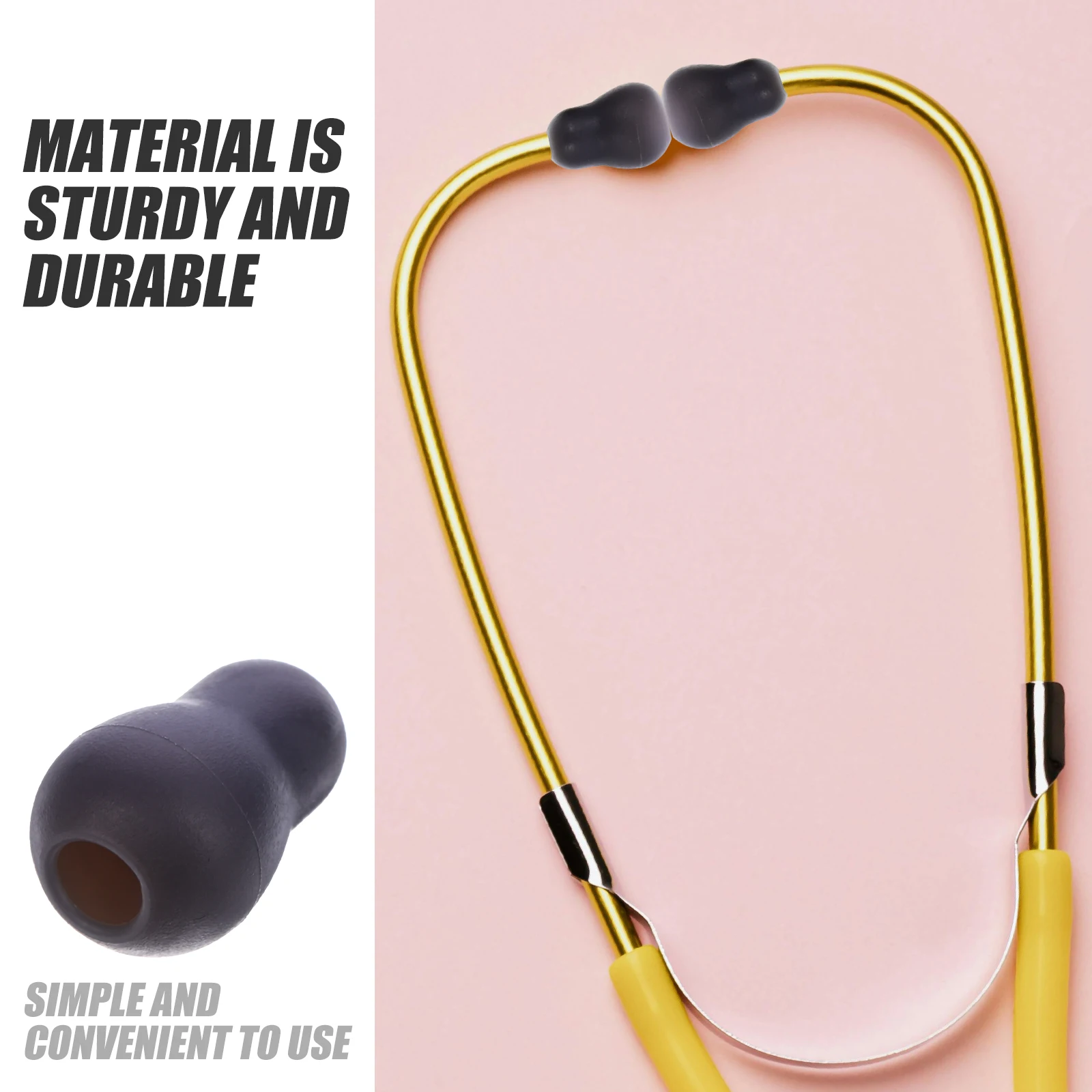 

10 Pairs Grey PVC Stethoscope Earplugs Replacement Tips Use Reduction Accessories Fit Most Brands Teaching