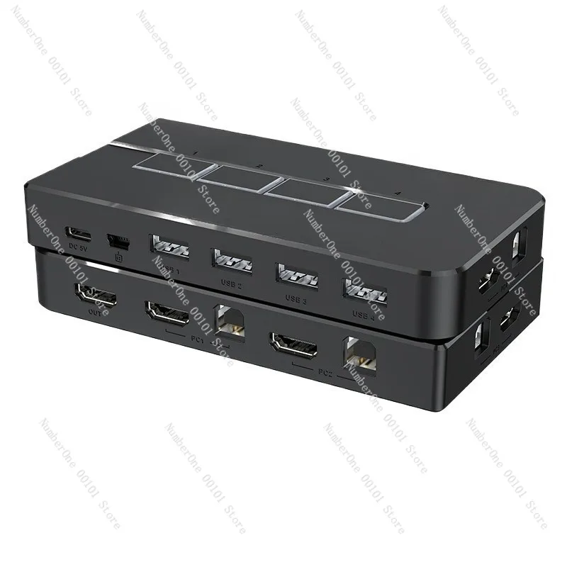 4 Port HDMI KVM Switch 4 In 1 Out 4K 60Hz Video Computer Selector Box USB Keyboard Mouse Sharing Splitter for PC Laptop Monitor