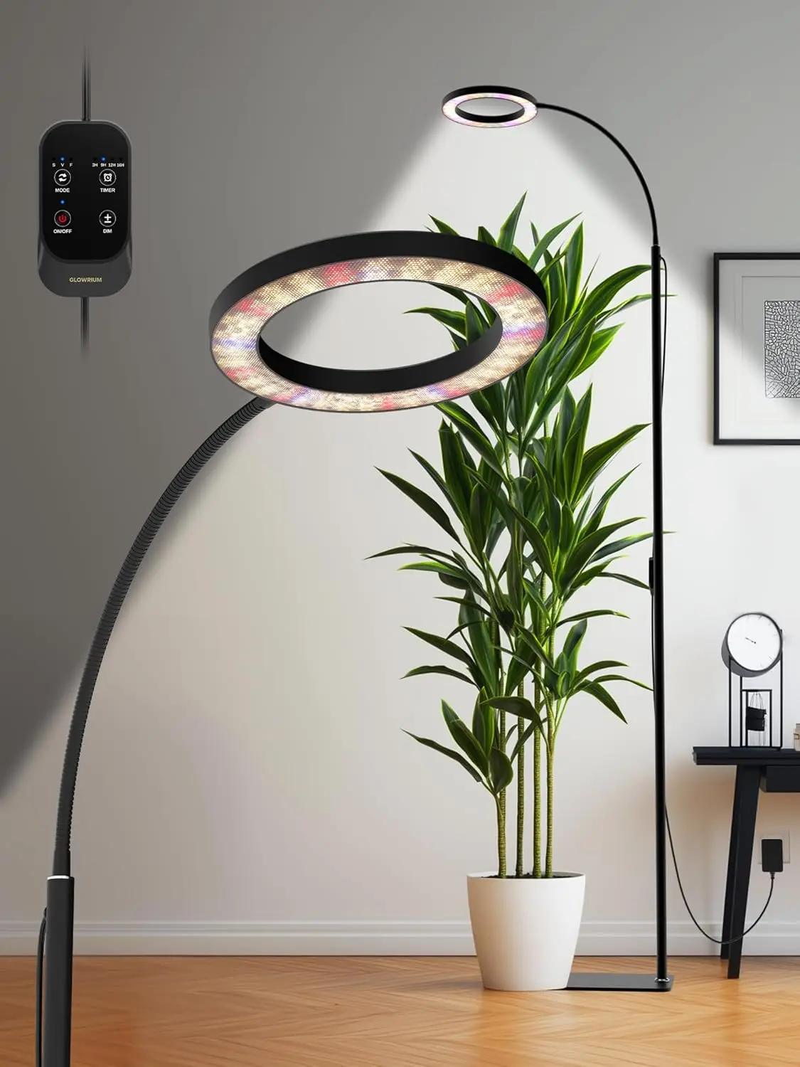 

Full Spectrum LED Grow Light for Indoor Plants with Stepless Dimming, Timer, Adjustable Height