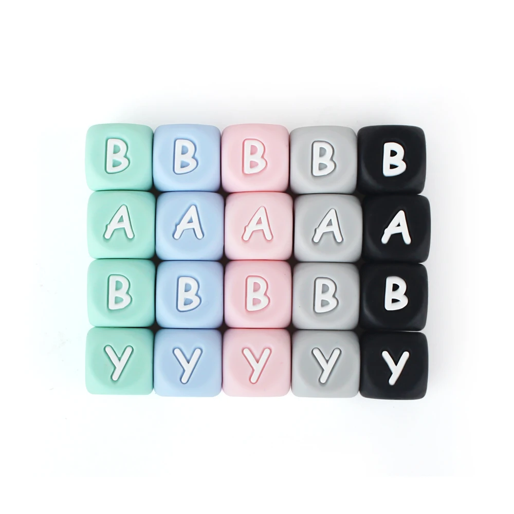 12mm Baby Silicone Beads Letter Pacifier Clips DIY Name Teether Teething Toys Alphabe Food Grade Silicone Beads Baby Accessories