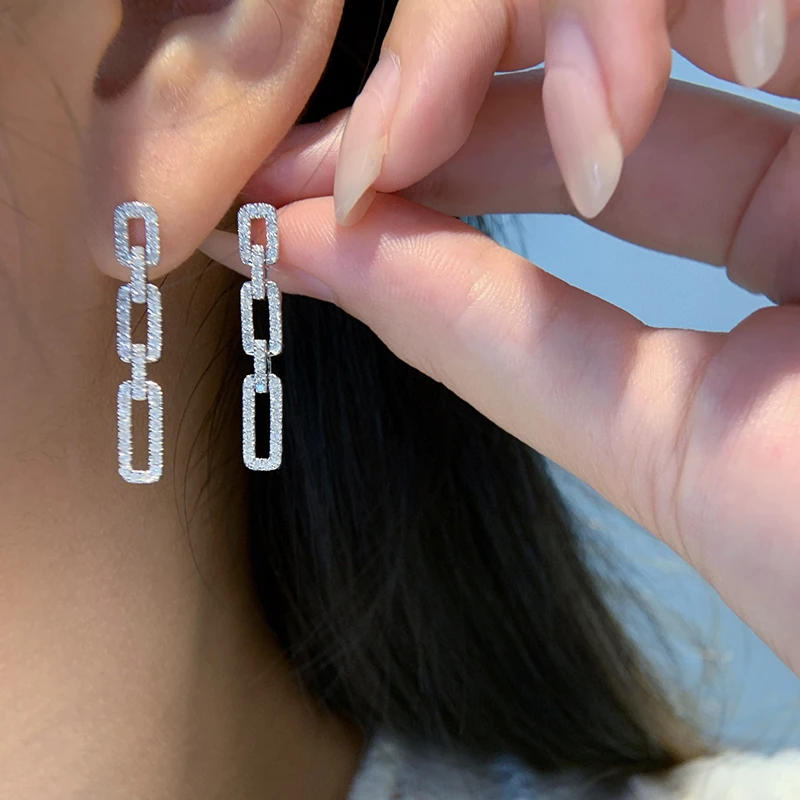 Aazuo Real Jewelry 18K Gold White Gold Natrual Diamonds 0.26ct Long Drop Earring For Woman Upscale Trendy Wedding Engagement