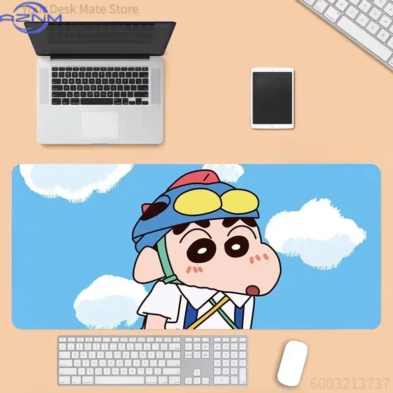 Crayon Shin‑chan With Shiro School Uniform Anime Mousepad, Rubber Non‑Slip Large Desk Mat, Cute Cartoon Gaming Mouse Pad for Key