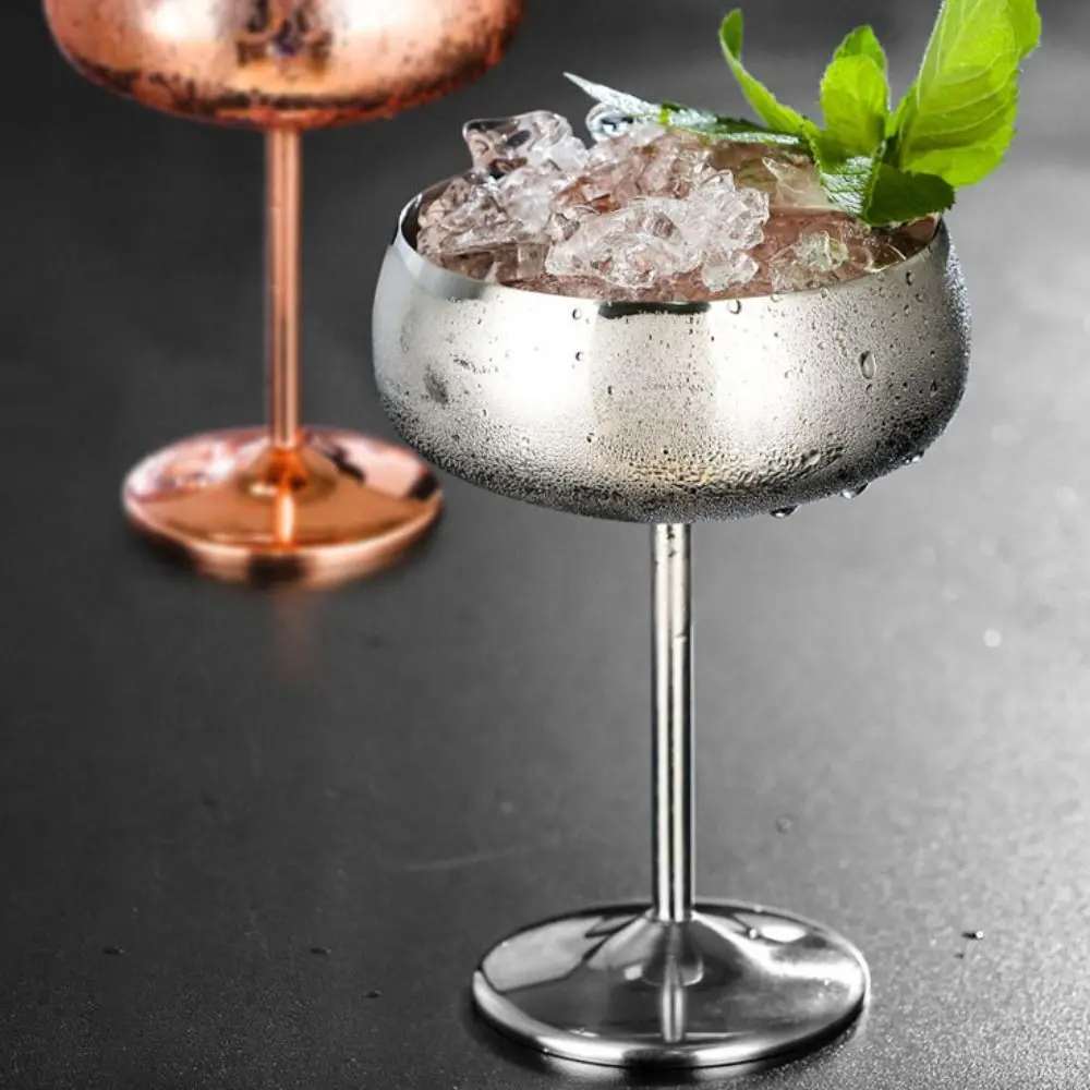 Vintage 450ml Stainless Steel Cocktail Glass Rustproof Unbreakable Goblet Wide Mouth Fall-resistant Champagne Glass Bar