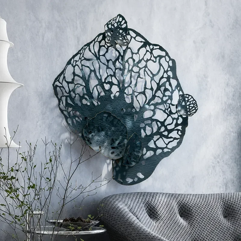 Simple Modern 3D Wrought Iron TV Background Wall Decor Luxury Hotel Living Room Combination Pendant Wall Art