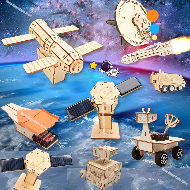 Aerospace Model Solar Lunar Exploration Vehicle Children's Diy Hand-Assembled Model Diy 3D Wooden Puzzle Science Education Toys