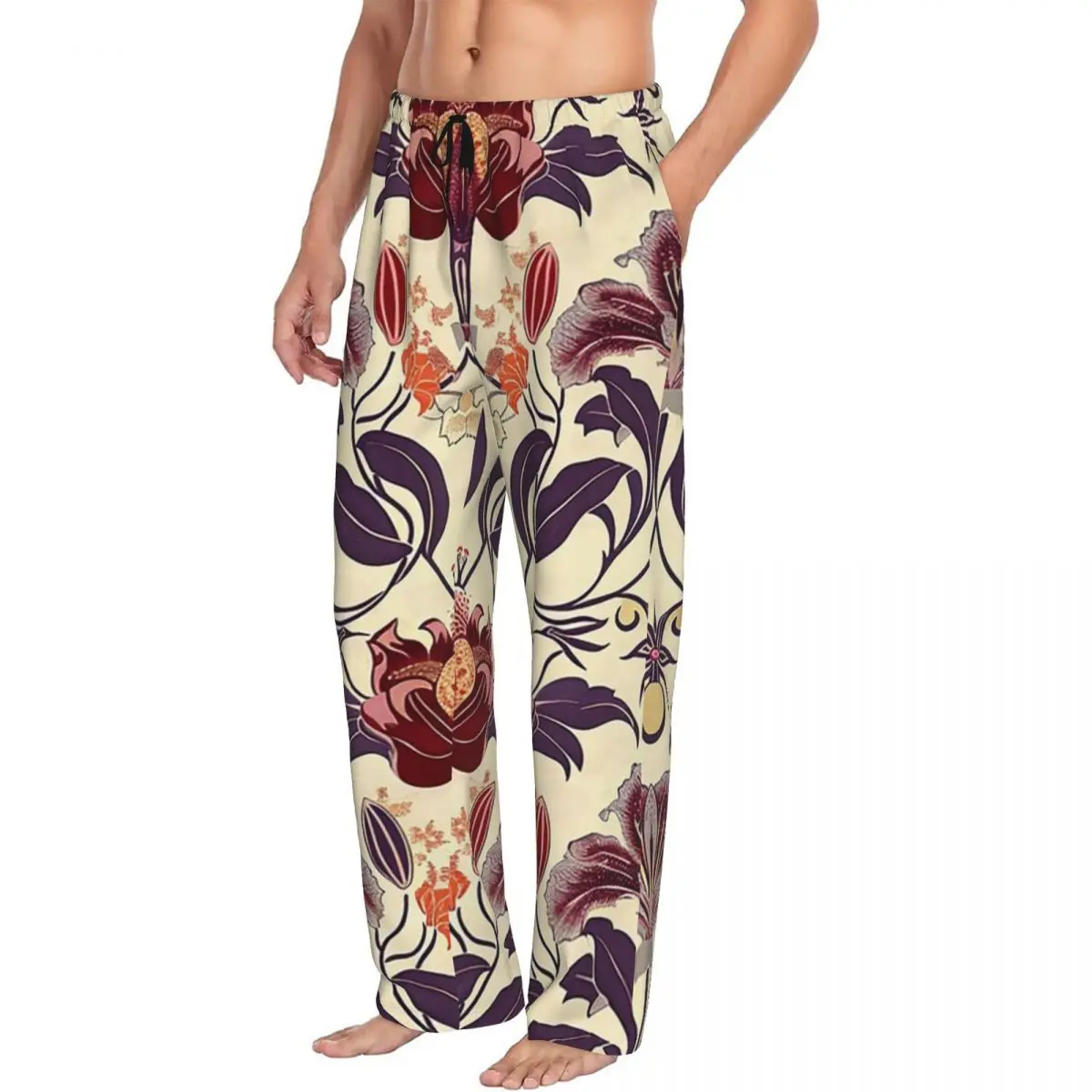 Custom William Morris Bullerswood Pajama Pants Men Sleepwear Sleep Lounge Bottoms with Pockets