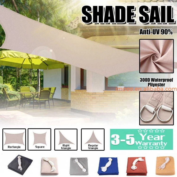 6x8M Sun Shade Shelter Waterproof Patio Garden Shade Sail UV Block Cover Pool Awning Camping Picnic Tent Canopy