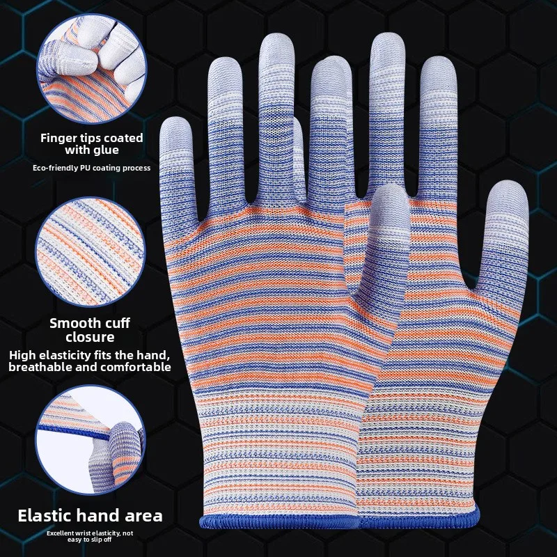 Men's And Women's PU Coated Glove Thin Working Gloves Breathable Anti-slip Wear Resistant Spring Autumn High Elasticity Gloves