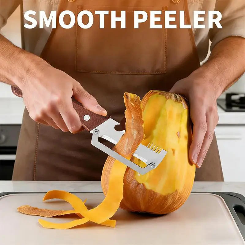Multi-Functional Vegetable Peeler Kitchen 2 In 1 Stainless Steel Peeler With Wooden Handle And Bottle OpenerDesert Bling