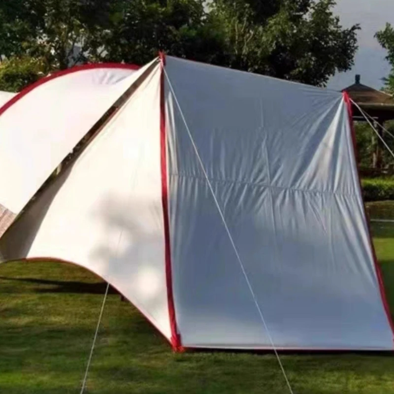 Fabric Double Pole Roof Tent, Sunscreen Sunshade, Rain Proof, Cooking Sunshelter, Awning Tarp, Super Large Habi, 1Front Wall