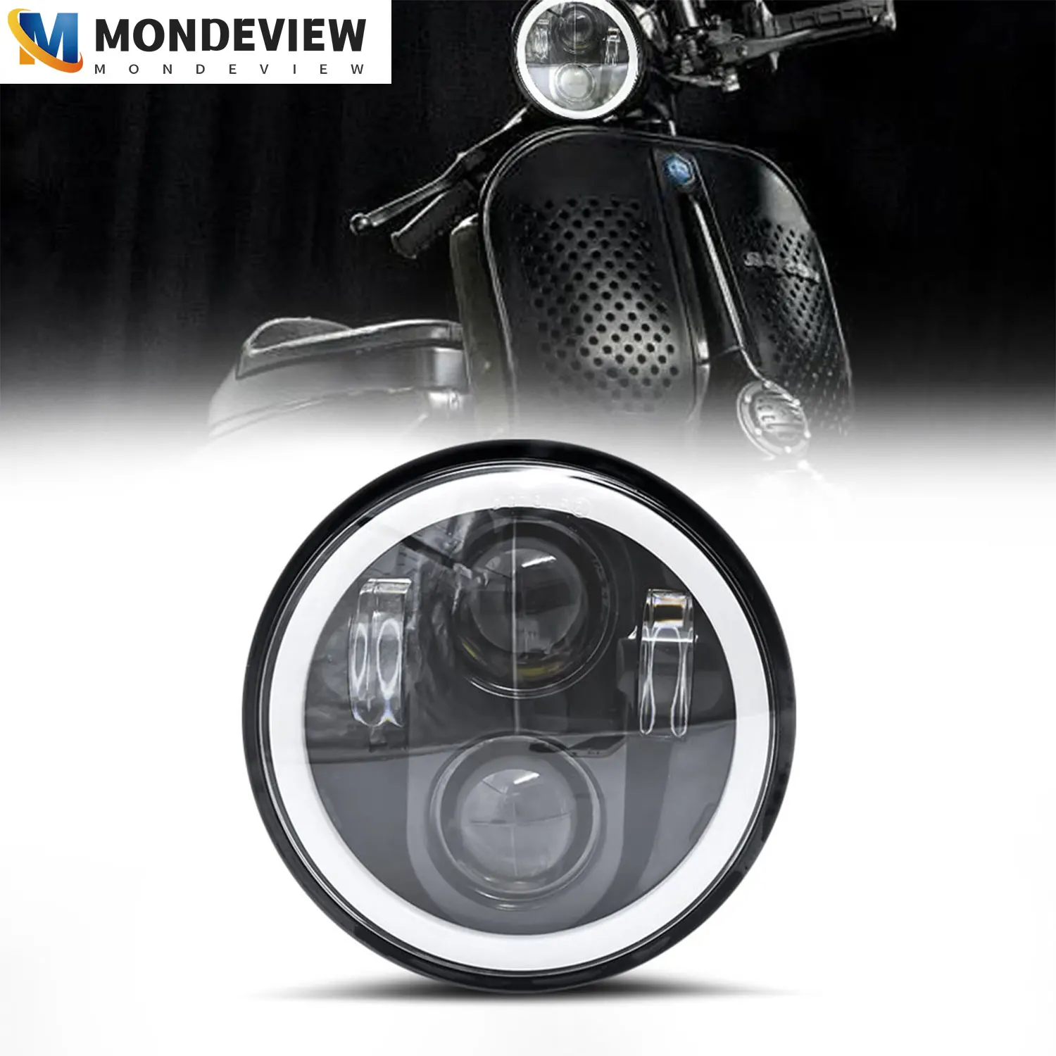 MONDEVIEW DRL CREE Chip 5.75 Inch Motorcycle Headlights 6000K White Light 30V 600W High-power 90000LM High Brightness LED Light