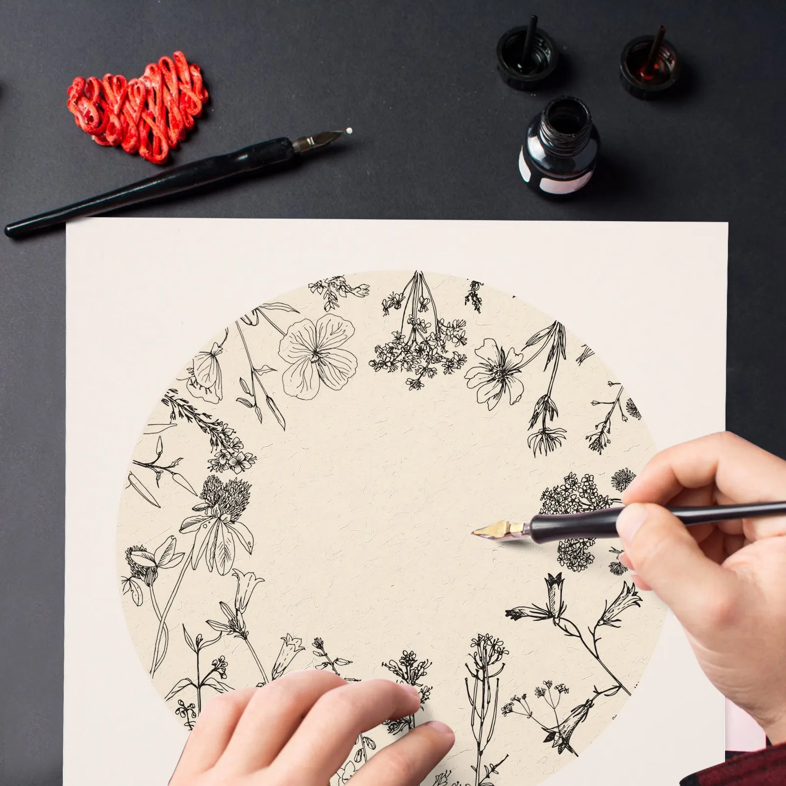 1Set Round Mirror Finish Art Card Paper Ideal for Beginners Chinese Painting Calligraphy Practice Blank Thickened Xuan Rice