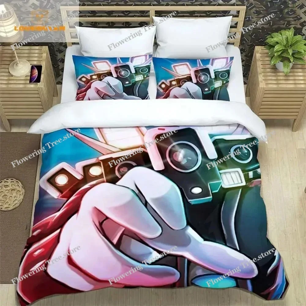 Skibidi Toilet Funny Kprl Speaker Cartoon Duvet Case Pillowcase Bedding Set Twin Full King for Boys Adults Bedroom