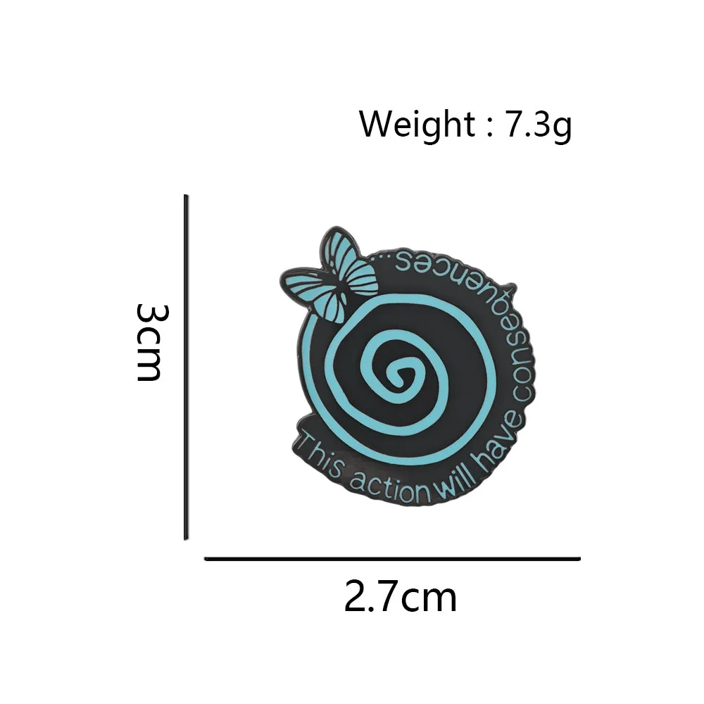 Life Is Strange Emaille-Pins: Diese Aktion wird Konsequenzen erzeugen – Broschen, Abzeichen, blaue Schmetterlings-Spiral-Reversnadel, Geschenk für Spielfans – Detail 2