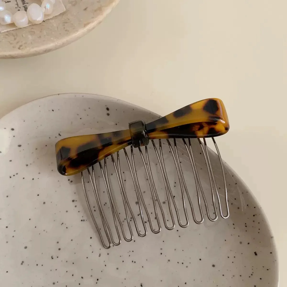 1 Stück Koreanischer Haarkamm mit Schmetterlings-Schleife aus strukturiertem Acetat für Pony, Stirnfrisuren und halb aufgesteckte Haardekoration – Detail 9
