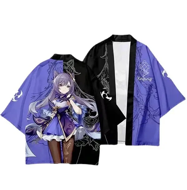 Genshin Impact Kaedehara Kazuha Cosplay Kimono Japoński Harajuku Kardigan Gra Anime Haori Kurtka Imprezowa Tematyczna Peleryna Codzienna Bluzka