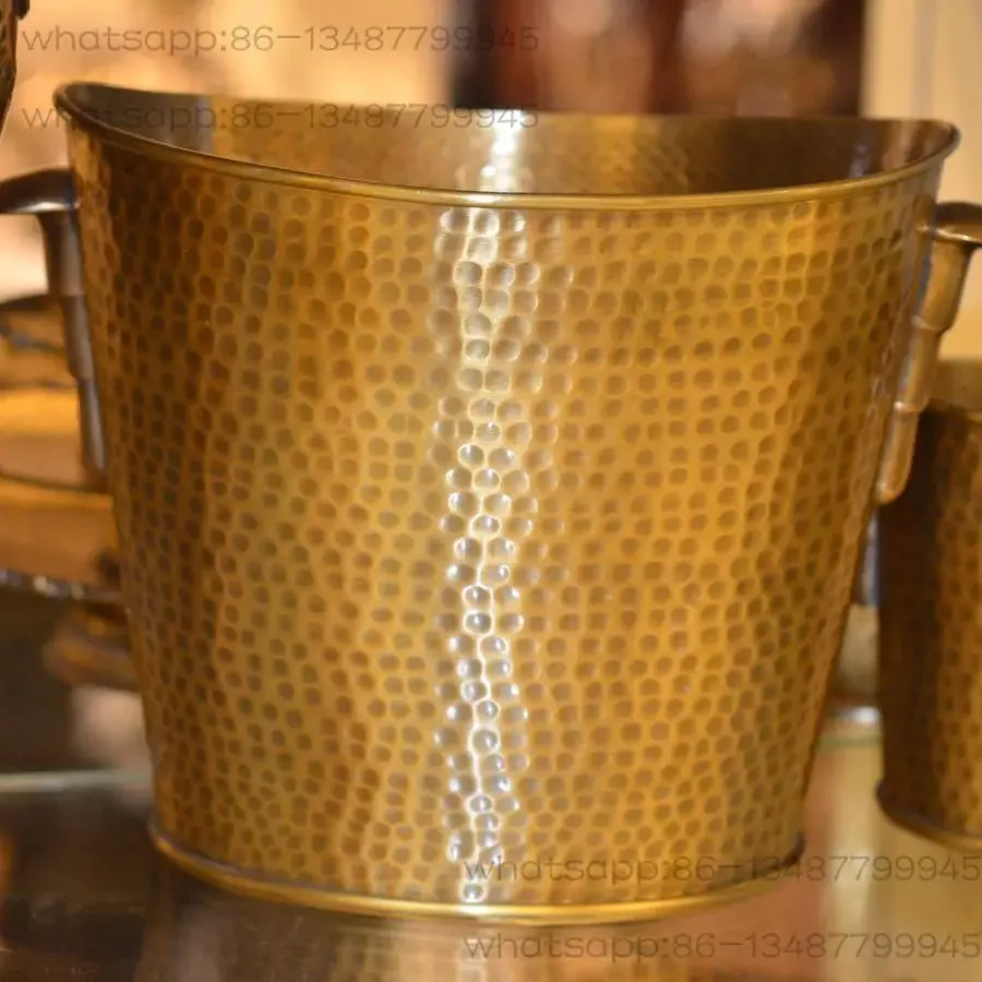 Imported pure brass decorative ice wine barrel handmade flower barrel crafts imported from India
