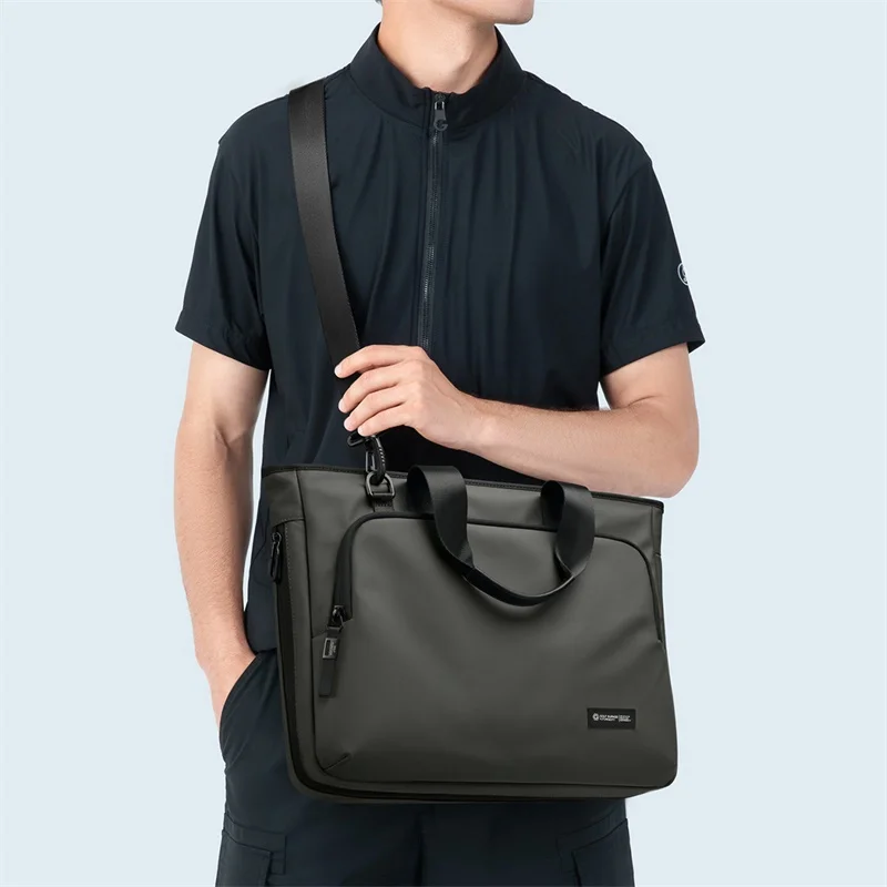 GOLF QUALITY Borsa da ufficio da uomo Valigetta in nylon impermeabile Borsa per computer da 16 pollici Borsa per documenti multistrato Chiusura con cerniera