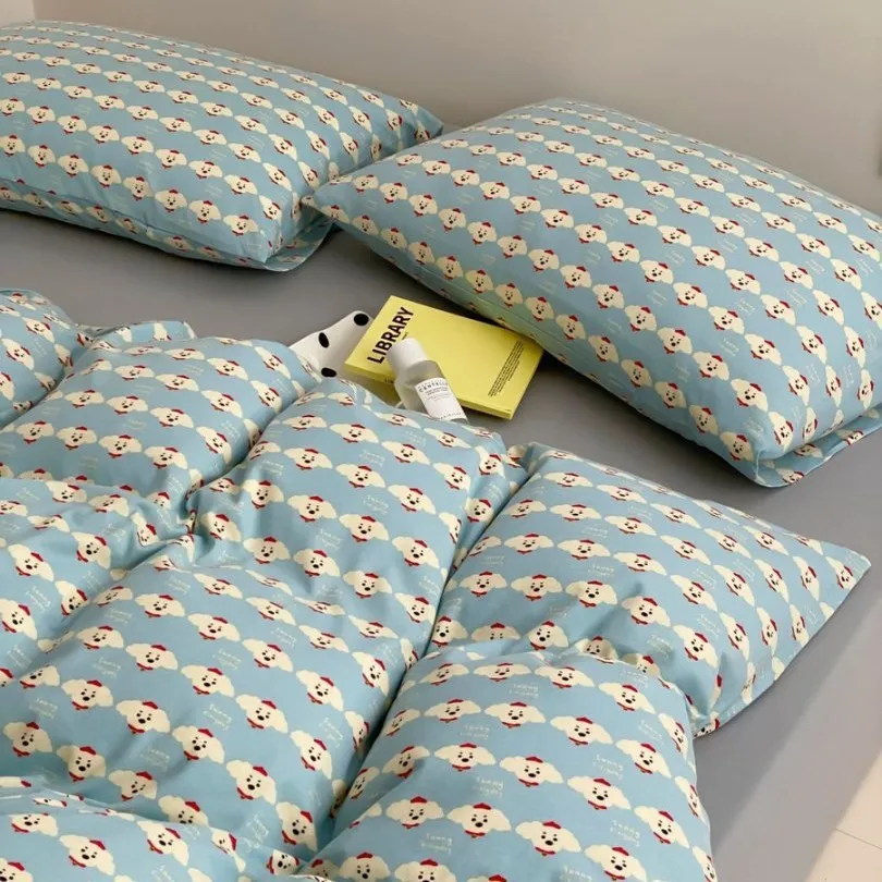 

Настраиваемый японский милый мультяшный щенок из хлопка Tianzhu, хлопковый набор из четырех предметов