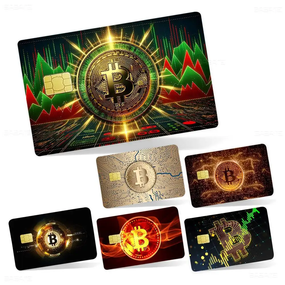 Bitcoin Anime Cartoon Bear Skin Sticker Film Tape Case for Big Credit Debit Card Front Side