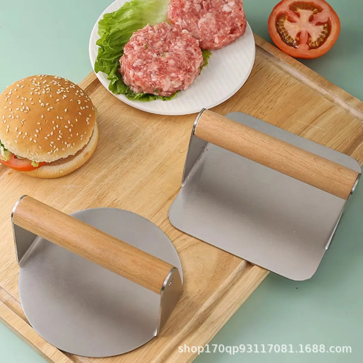 

Stainless Steel Manual Meat Press, Convenient, Square, Round, Hamburger Patty, Non-Stick Kitchen Tool