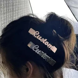 Customized Name Letter Hairpins Luxury Fashion Stainless Steel Bangs Clip Wedding Bridal Couple Jewelry Valentine's Day Gifts