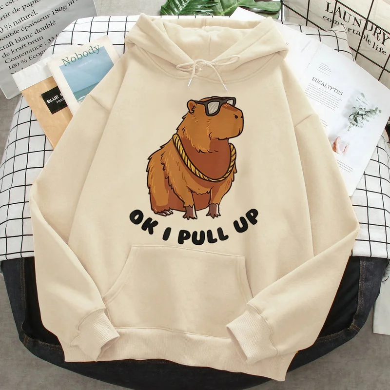 

Capybara hoodies men y2k aesthetic Winter pulls man anime pulls