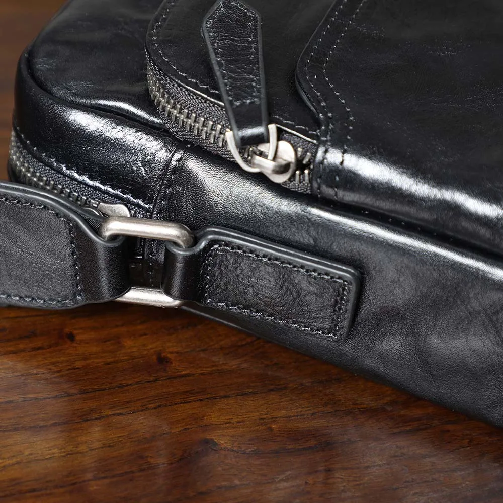 S.WORKER Vintage Vollnarbenleder Herren-Umhängetasche Echtleder Crossbody-Tasche Handgefertigte Leder-Messenger-Tasche für Männer – Detail 13