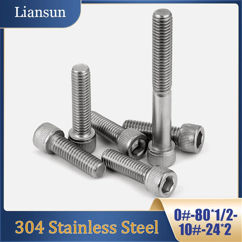 

American-Made Hexagon Hex Socket Cap Allen Head Bolt Screw 0#-80*1/2-10#-24*2 304 Stainless Steel Hex Socket Head Cap Screw Bolt