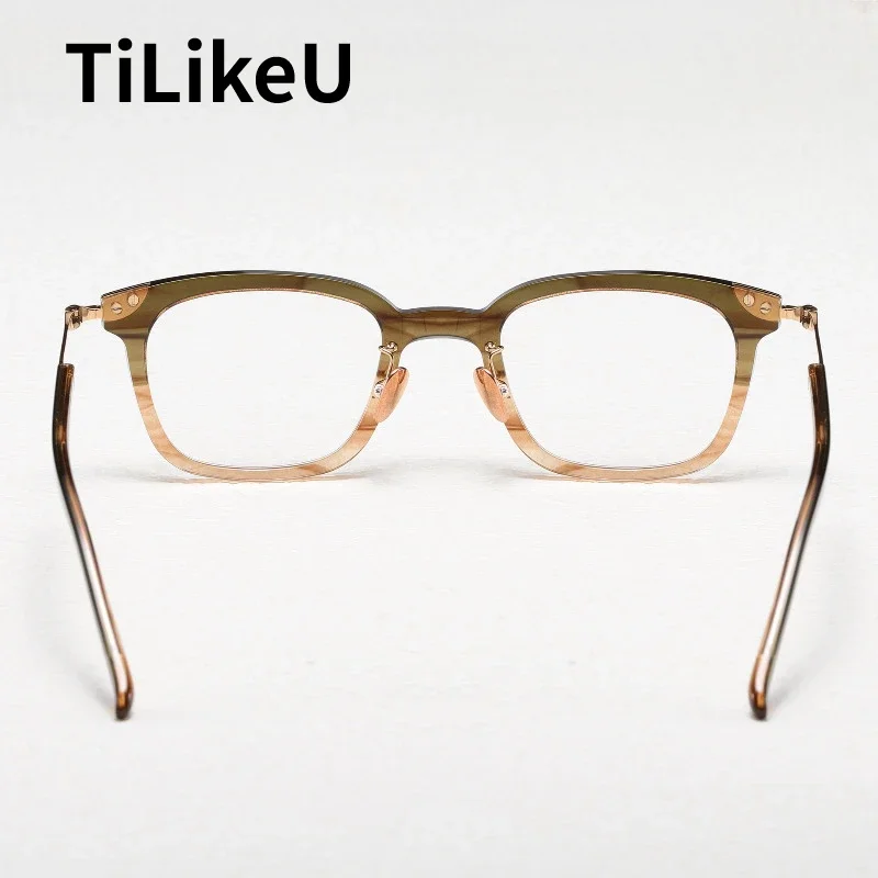 Japanese Designer Titanium Acetate Glasses Frame for Men Fashion Retro Square Prescription Eyeglasses Women Luxury Brand Eyewear image 3