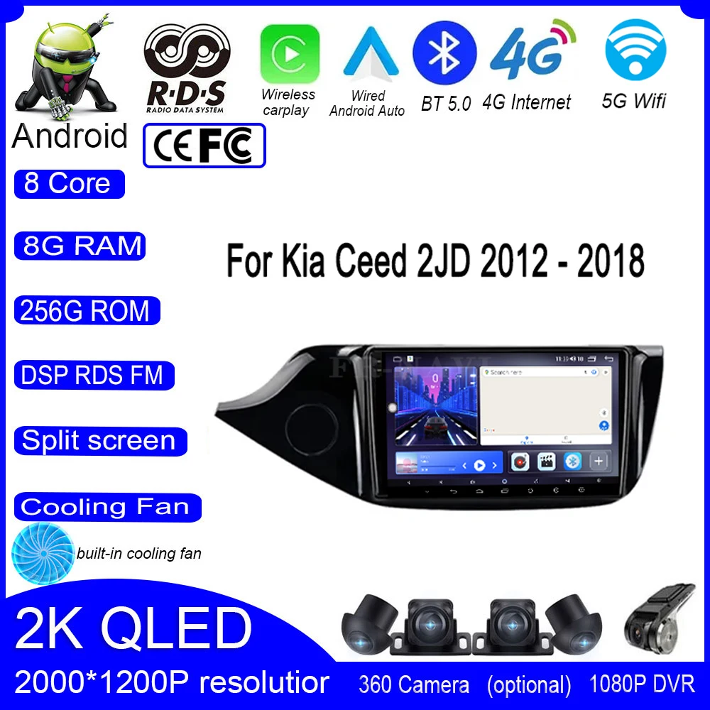 

9 lnch Android 14 For Kia Ceed 2JD 2012 - 2018 Car Radio Multimedia Video Player Navigation GPS