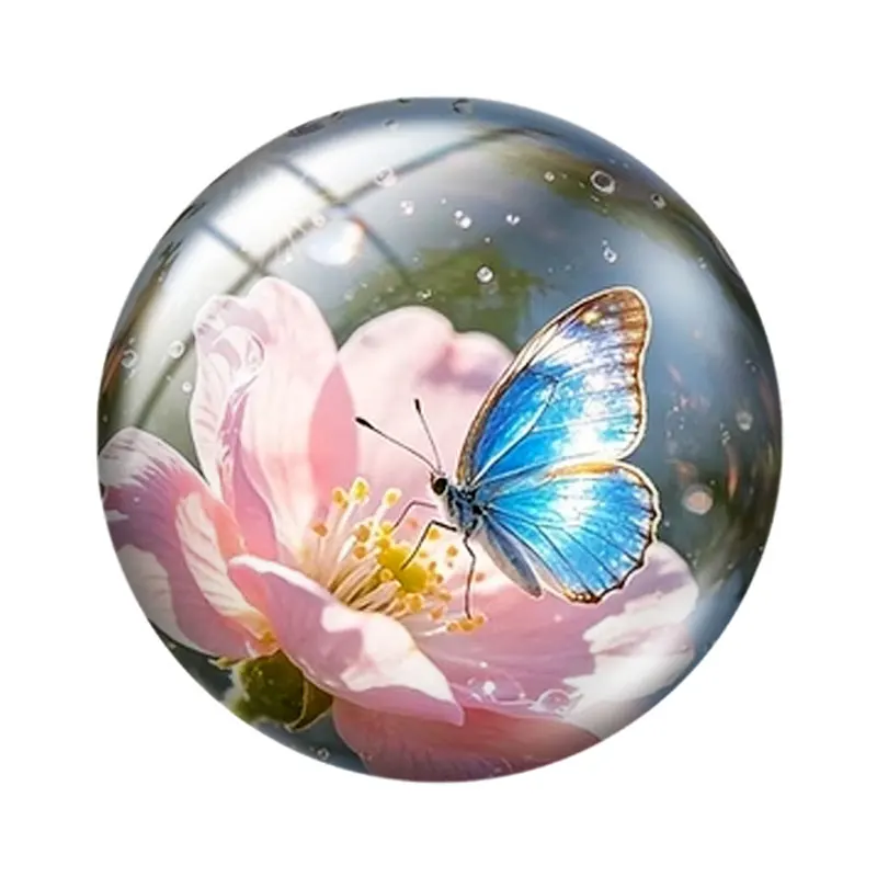 Dreamy Butterfly Flower  10pcs 12mm14mm/16mm/18mm/20mm/25mm Round Photo Glass Cabochon Demo Flat Back Making Findings Jewelry