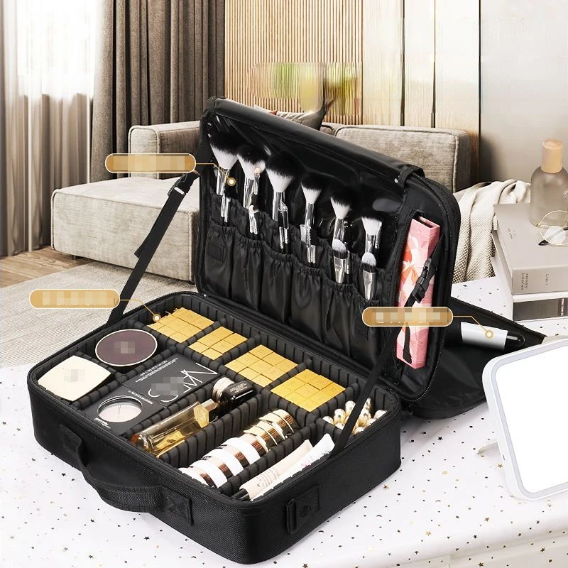 Simple Black Portable Professional Care Products Makeup Bag Large Capacity Travel Bags Multifunctional Suitcase Storage Box E851