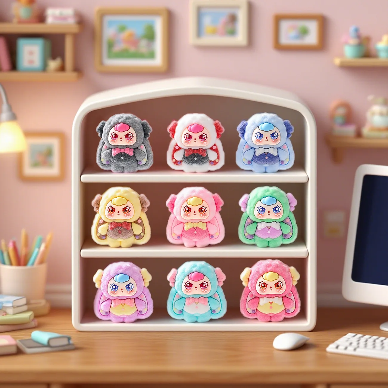 9 قطعة-جديد صغير كارتون الطفل سلسلة ثلاث سنوات لطيف الكرة لعبة مكتب عنصر الزخرفية للاستخدام المكتبي #6