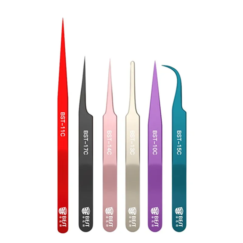 1PCS Best stainless steel anti-static elbow Extra long pointed stainless steel tweezers High elasticity diamagnetic tweezers