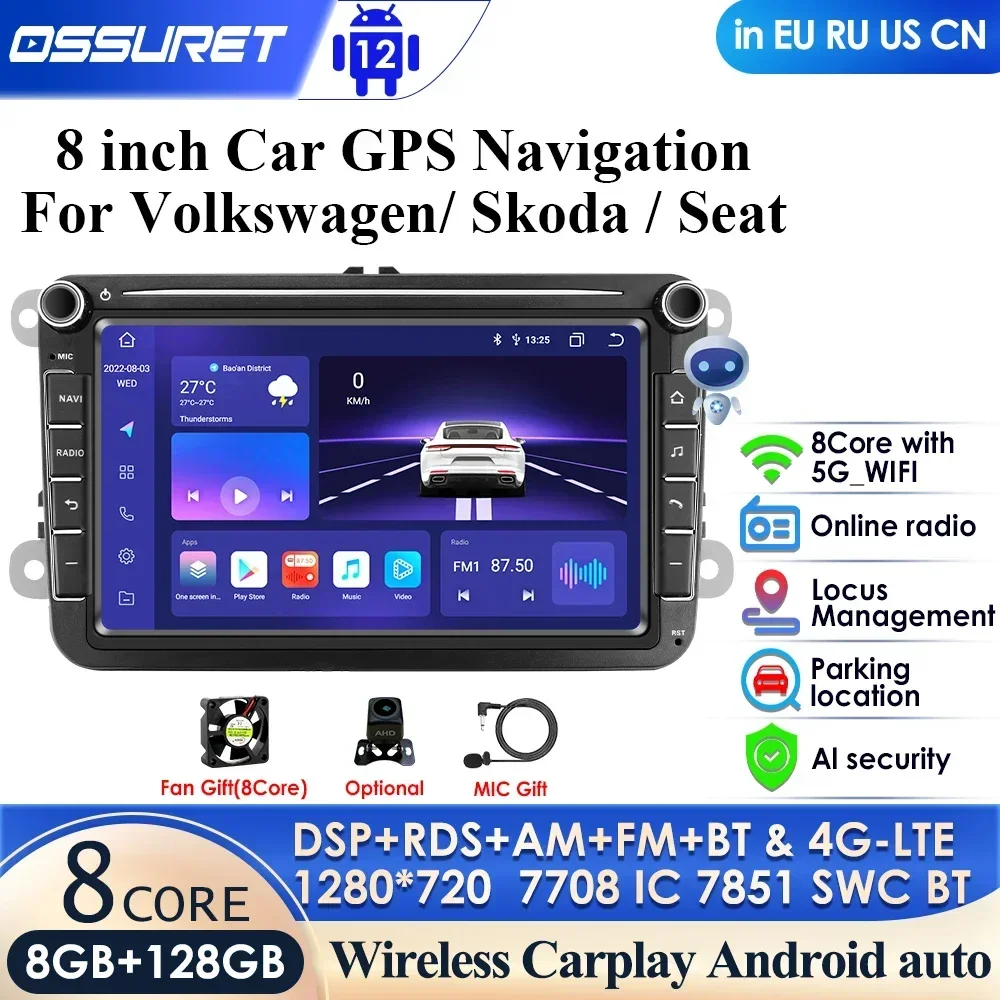 

4G Stereo 8''Android 2Din for VW/Volkswagen/Golf/Polo/Tiguan/Passat/b7/b6/leon/Skoda/Octavia AutoRadio GPS Car Multimedia Player