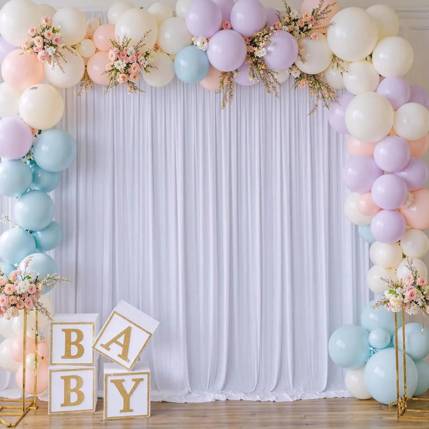 

Белый фон без морщин 20 x 10 футов для вечеринок, 4 панели, шелковые полиэстеровые белые свадебные шторы для фона-горячая распродажа