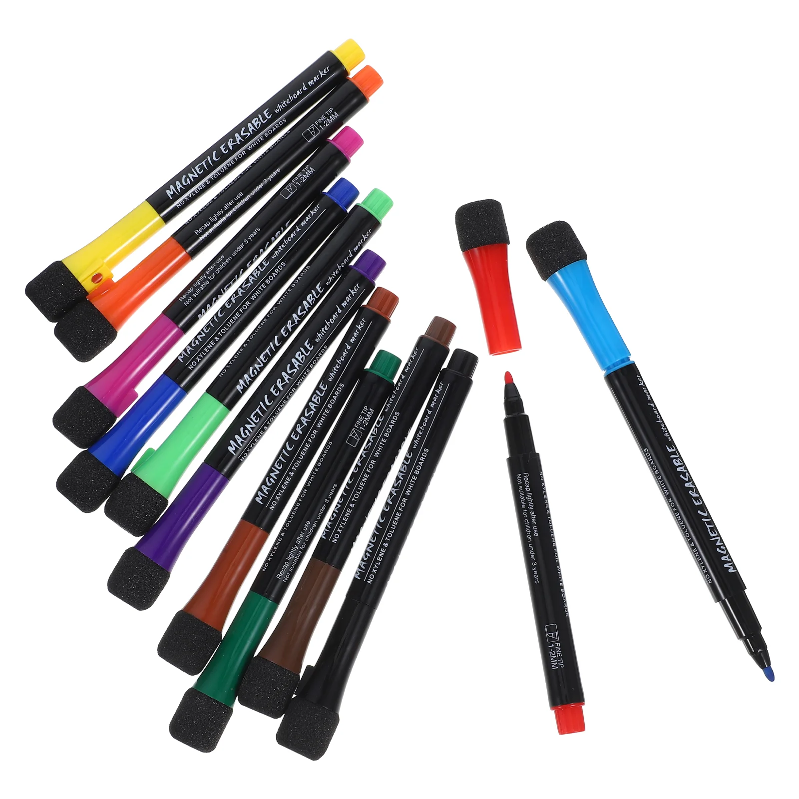 12 Pcs Board Marker White Pen Washable Markers for Kids Classroom Whiteboard Pens Portable Dry Erase