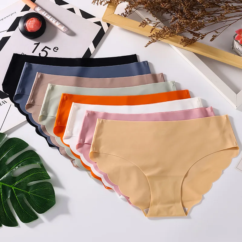 3PCS/Set Seamless Silk Women's Panties Briefs Women Underwear Female Underpants Comfortable Silk Panty Sexy Woman Lingerie M-XL