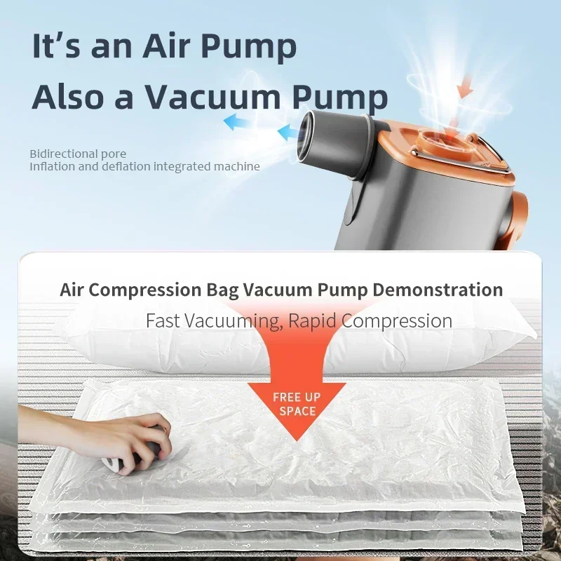 Portable Air Pump Camping Mattress Wireless Inflator Rechargeable Air Cushion Inflator Hiking Air Cushion Inflator/Deflator Pump